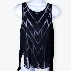 Free People Mixed Media Black Tank Blouse S
